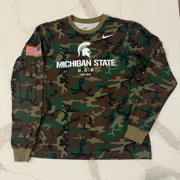 Nike Other - Nike The Nike Tee Michigan State Spartans Camo Military Shirt Men’s Medium Green